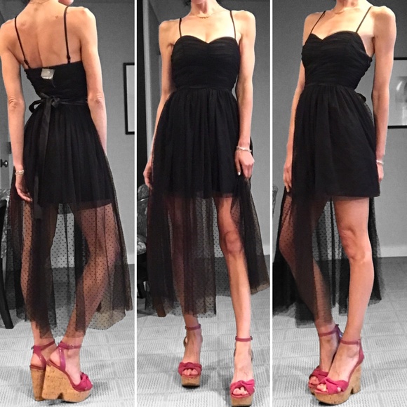 Black Bustier Mesh Black Midi Dress Party Collection Formal Satin Bow Prom Event - Picture 4 of 11